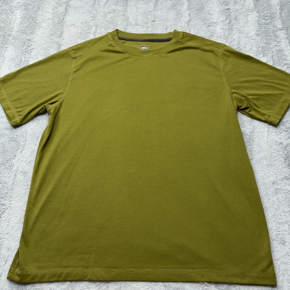 REI CO-OP Shirt Mens Large Green Performance Stretch Wicking Outdoors TEE